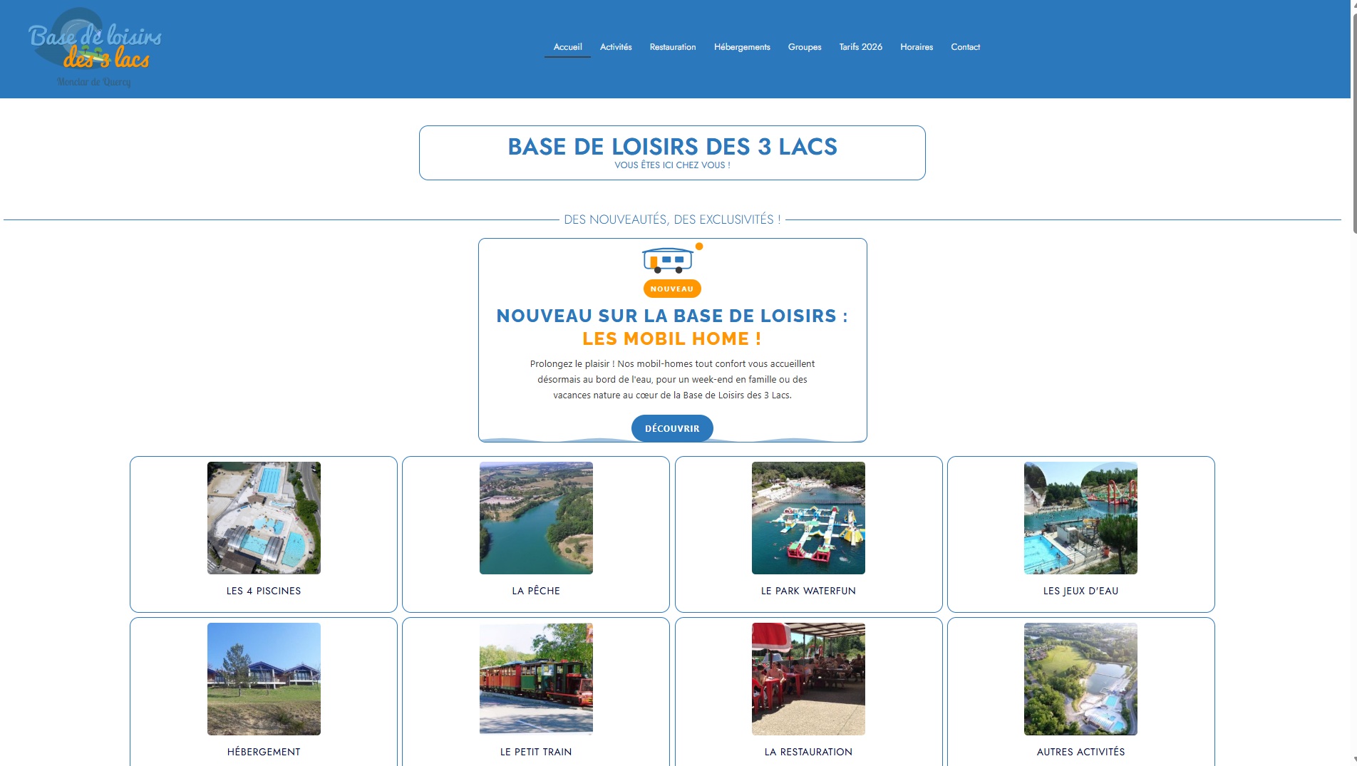 Capture du site Base de Loisirs des 3 Lacs