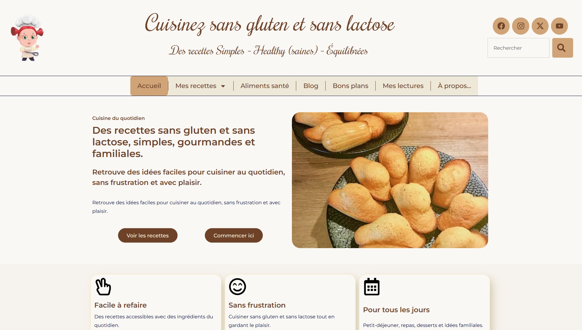 Capture du site Cuisinez sans gluten et sans lactose
